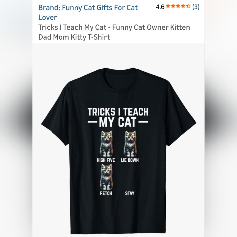 Blue T-Shirt - Tricks I Teach My Cat.  W 4